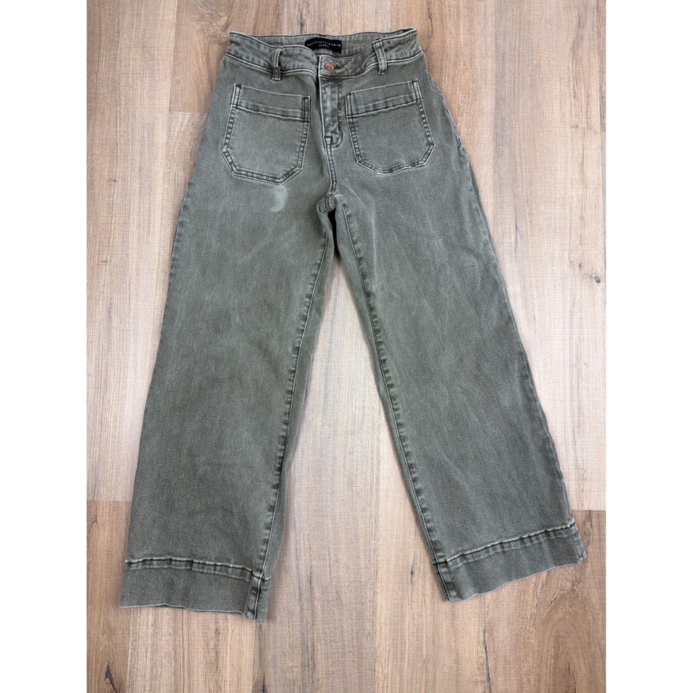 Anthropologie Sanctuary Denim The Marine Crop Wide Leg Jeans Olive Green 26